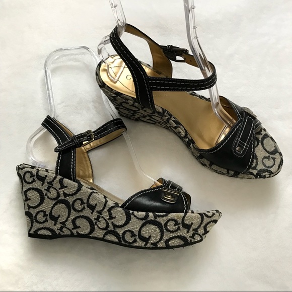 Guess Shoes - Guess Black Wedges Ankle Strap